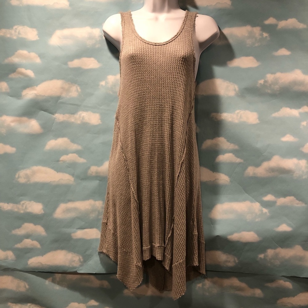 Hippie Love Gray Tank Dress, Soft Comfy Waffle Weave Boho Tank Dress!!